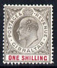 Gibraltar 1903 KE7 Crown CA 1s black & carmine mounted mint SG 51