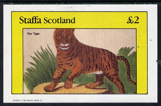 Staffa 1982 Animals (Tiger) imperf deluxe sheet (£2 value) unmounted mint