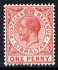 Gibraltar 1912-24 KG5 MCA 1d carmine mounted mint SG 77
