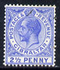 Gibraltar 1912-24 KG5 MCA 2.5d blue mounted mint SG 79/b