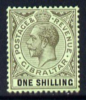Gibraltar 1912-24 KG5 MCA 1s black on green mounted mint SG 81