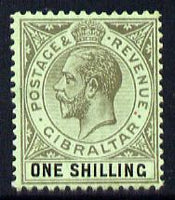 Gibraltar 1912-24 KG5 MCA 1s black on green (olive back) mounted mint SG 81b