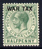Gibraltar 1918 War Tax 1/2d green mounted mint SG 86