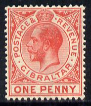 Gibraltar 1921-27 KG5 Script CA 1d carmine-red mounted mint SG 90