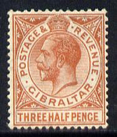 Gibraltar 1921-27 KG5 Script CA 1.5d chestnut mounted mint SG 91