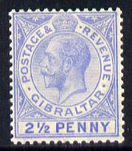 Gibraltar 1921-27 KG5 Script CA 2.5d blue mounted mint SG 94
