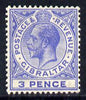 Gibraltar 1921-27 KG5 Script CA 3d blue mounted mint SG 95