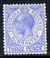 Gibraltar 1930 KG5 Script CA 3d blue (Three Pence) mounted mint SG 109