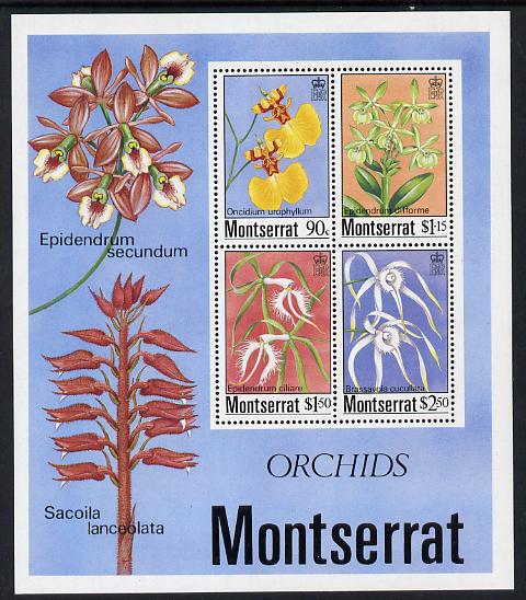 Montserrat 1985 Orchids m/sheet containing 4 values unmounted mint, SG MS 635
