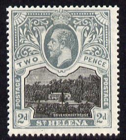 St Helena 1912-16 KG5 Pictorial 2d black & greyish-slate mounted mint SG75