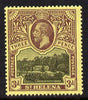 St Helena 1912-16 KG5 Pictorial 3d black & purple on yellow mounted mint SG77