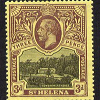 St Helena 1912-16 KG5 Pictorial 3d black & purple on yellow mounted mint SG77