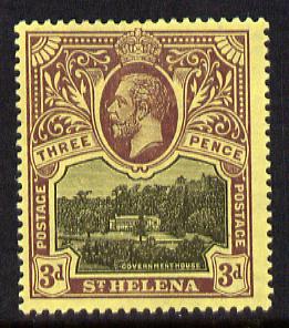 St Helena 1912-16 KG5 Pictorial 3d black & purple on yellow mounted mint SG77