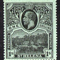 St Helena 1912-16 KG5 Pictorial 1s black on green mounted mint SG79