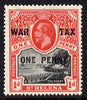 St Helena 1916 KG5 War Tax One Penny + 1d black & scarlet mounted mint SG87