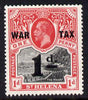 St Helena 1919 KG5 War Tax 1d + 1d black & carmine mounted mint SG88