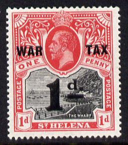 St Helena 1919 KG5 War Tax 1d + 1d black & carmine mounted mint SG88