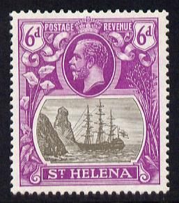 St Helena 1922-37 KG5 Badge Script 6d mounted mint SG 104