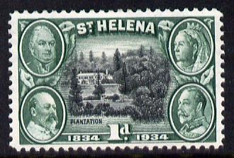 St Helena 1934 KG5 Centenary 1d mounted mint SG 115