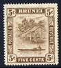 Brunei 1924-37 River Scene Script CA 5c chocolate mounted mint SG 68
