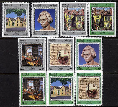 Sharjah 1970 Beethoven perf set of 10 (Mi 709-18A) unmounted mint