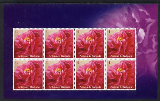 Antigua 2009 China World Stamp Exhibition sheetlet containing 8 x $1 Peony unmounted mint as SG 4236