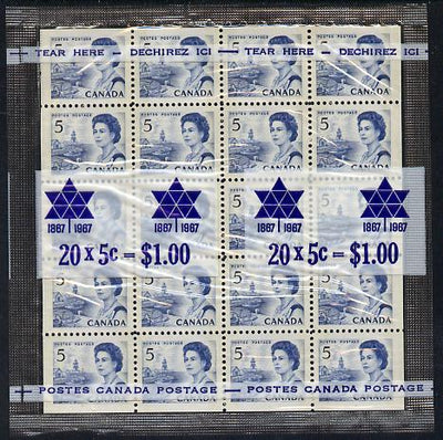 Canada 1967-73 def 5c blue (Harbour Scene) block of 20 with fluorescent bands in sealed pack unmounted mint SG 583pa