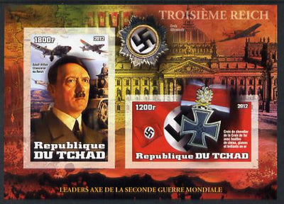 Chad 2012 Leaders of the Second World War - Adolf Hitler imperf sheetlet containing 2 values unmounted mint