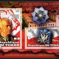 Chad 2012 Leaders of the Allies in Second World War - Sosnkowsli (Poland) imperf sheetlet containing 2 values unmounted mint