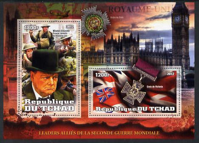 Chad 2012 Leaders of the Allies in Second World War - Winston Churchill (England) perf sheetlet containing 2 values unmounted mint