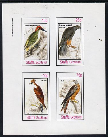 Staffa 1982 Birds #24 (Green Woodpecker, Falcon etc) imperf,set of 4 values (10p to 75p) unmounted mint