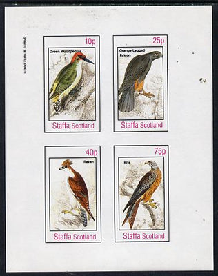 Staffa 1982 Birds #24 (Green Woodpecker, Falcon etc) imperf,set of 4 values (10p to 75p) unmounted mint