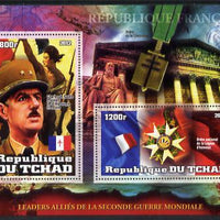 Chad 2012 Leaders of the Allies in Second World War - Charles de Gaulle (France) perf sheetlet containing 2 values unmounted mint