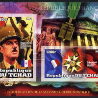 Chad 2012 Leaders of the Allies in Second World War - Charles de Gaulle (France) imperf sheetlet containing 2 values unmounted mint