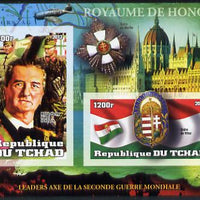Chad 2012 Leaders of the Second World War - Miklos Horthy (Hungry) IMperf sheetlet containing 2 values unmounted mint