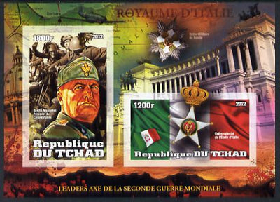 Chad 2012 Leaders of the Second World War - Benito Mussolini (Italy) imperf sheetlet containing 2 values unmounted mint
