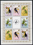 Belize 1986 Toucans - Audubon Society perf sheetlet containing 2 sets of 4 plus label unmounted mint SG 963, 965, 967 & 968