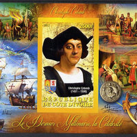 Ivory Coast 2012 Personalities of the Last Millennium #01 imperf sheetlet containing 1 value unmounted mint (Columbus)