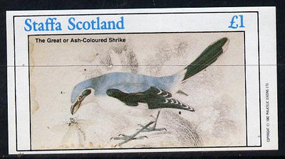 Staffa 1982 Ash Coloured Shrike imperf souvenir sheet (£1 value) unmounted mint