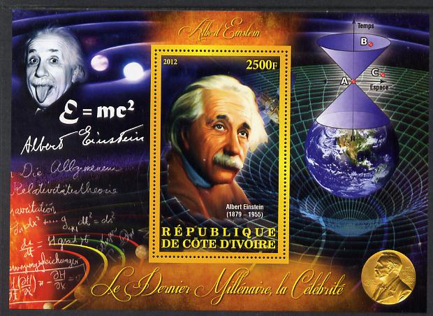 Ivory Coast 2012 Personalities of the Last Millennium #08 perf sheetlet containing 1 value unmounted mint (Albert Einstein)
