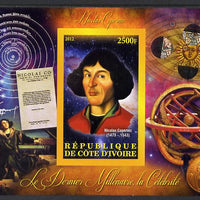 Ivory Coast 2012 Personalities of the Last Millennium #09 imperf sheetlet containing 1 value unmounted mint (Nicolaus Copernicus)