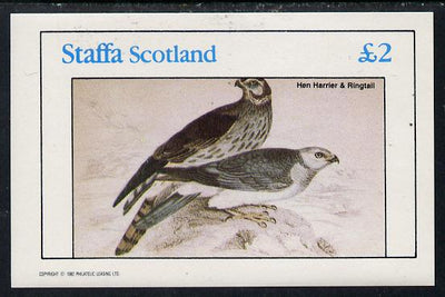 Staffa 1982 Hen Harrier & Ringtail imperf deluxe sheet (£2 value) unmounted mint