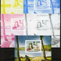 Comoro Islands 2011 Butterflies #6 m/sheet - the set of 5 imperf progressive proofs comprising the 4 individual colours plus all 4-colour composite, unmounted mint