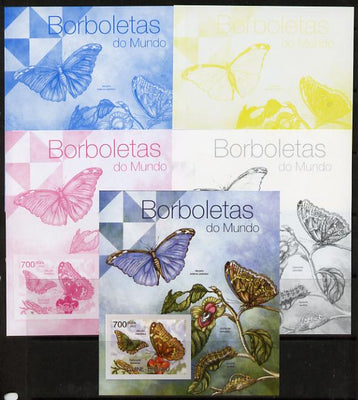 Guinea - Bissau 2012 Butterflies #2 m/sheet - the set of 5 imperf progressive proofs comprising the 4 individual colours plus all 4-colour composite, unmounted mint