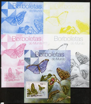 Guinea - Bissau 2012 Butterflies #3 m/sheet - the set of 5 imperf progressive proofs comprising the 4 individual colours plus all 4-colour composite, unmounted mint