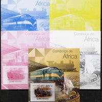 Guinea - Bissau 2012 Railways of Africa #1 m/sheet - the set of 5 imperf progressive proofs comprising the 4 individual colours plus all 4-colour composite, unmounted mint