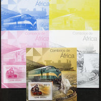 Guinea - Bissau 2012 Railways of Africa #2 m/sheet - the set of 5 imperf progressive proofs comprising the 4 individual colours plus all 4-colour composite, unmounted mint