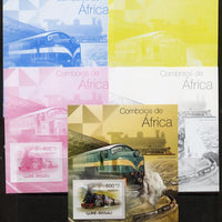 Guinea - Bissau 2012 Railways of Africa #3 m/sheet - the set of 5 imperf progressive proofs comprising the 4 individual colours plus all 4-colour composite, unmounted mint