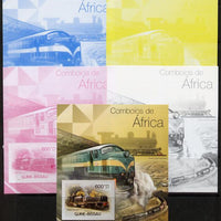 Guinea - Bissau 2012 Railways of Africa #4 m/sheet - the set of 5 imperf progressive proofs comprising the 4 individual colours plus all 4-colour composite, unmounted mint