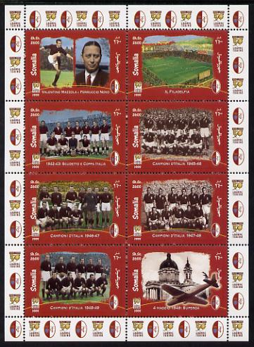 Somalia 1999 Football - Grande Torino perf sheetlet containing 8 values unmounted mint. Note this item is privately produced and is offered purely on its thematic appeal